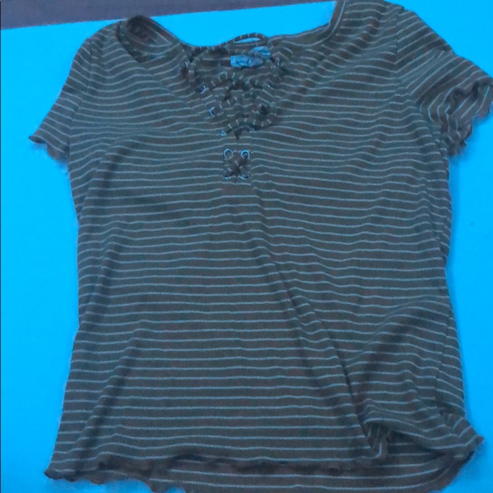 Yellow with white striped T-shirt